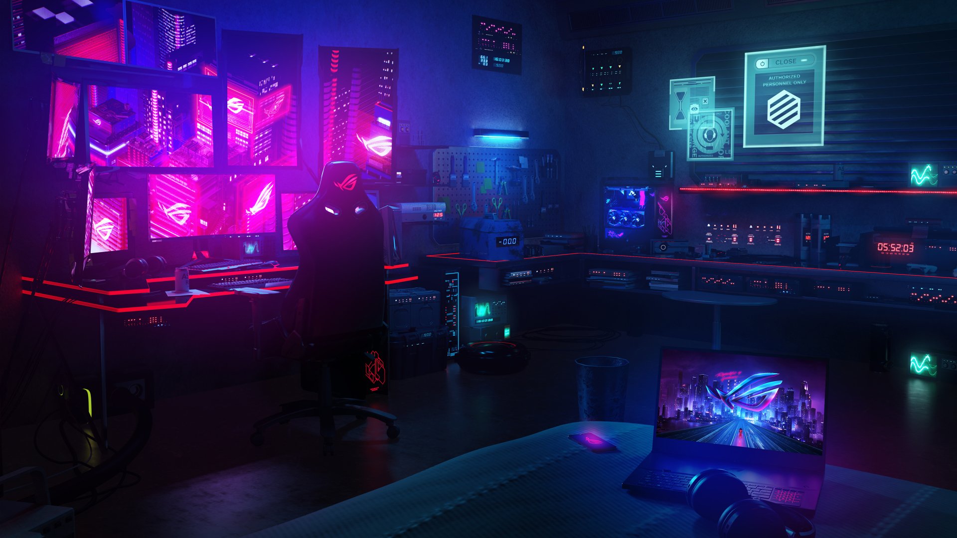 ROG Neon Command Center — 4K Ultra HD Gaming Room | 3840x2160 ...