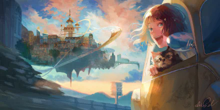 dog Anime girl anime girl HD Desktop Wallpaper | Background Image