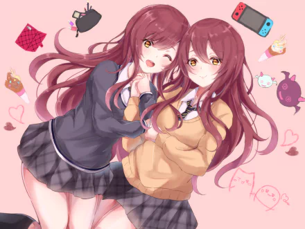 school uniform Tenka Osaki Amana Osaki Anime The iDOLM@STER: Shiny Colors HD Desktop Wallpaper | Background Image