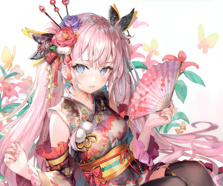 kimono fan Anime girl anime girl HD Desktop Wallpaper | Background Image