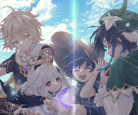 Venti (Genshin Impact) Ruu (Genshin Impact) Paimon (Genshin Impact) Aether (Genshin Impact) video game Genshin Impact HD Desktop Wallpaper | Background Image