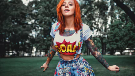 redhead woman tattoo HD Desktop Wallpaper | Background Image