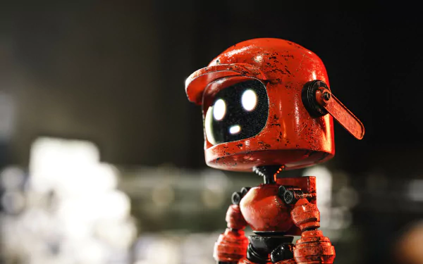 4K Ultra HD PC desktop wallpaper featuring a detailed red robot character from the TV show Love Death & Robots, set against a blurred background.