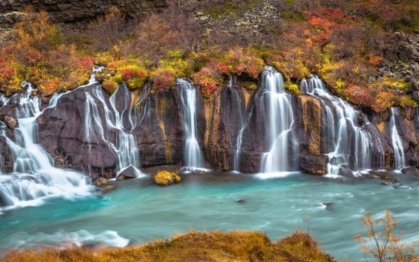 Nature Waterfall Waterfalls Iceland Hraunfossar HD Wallpaper | Background Image