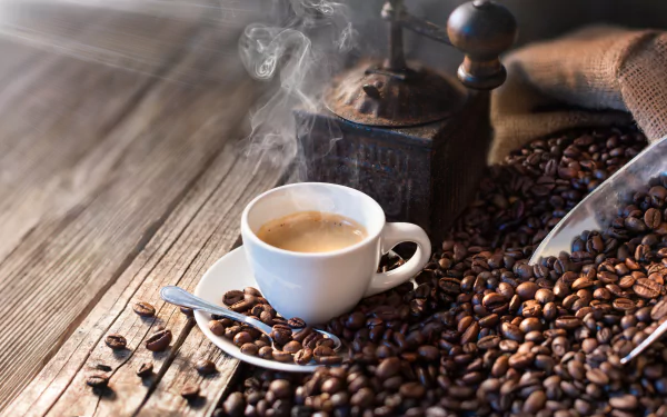 still life coffee beans drink cup food coffee HD Desktop Wallpaper | Background Image