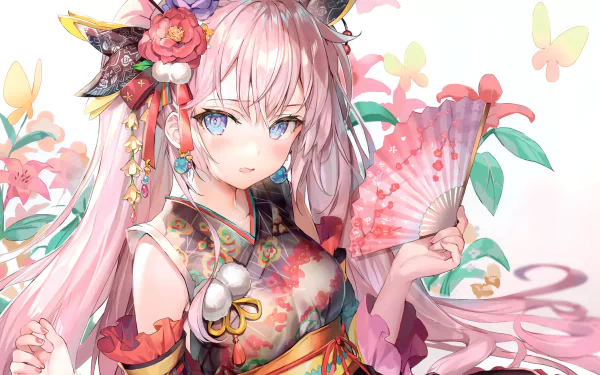 kimono fan Anime girl anime girl HD Desktop Wallpaper | Background Image