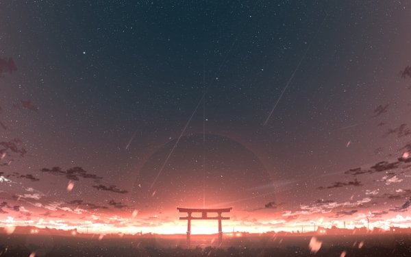 Anime Sunrise Sky Sunset Torii HD Wallpaper | Background Image