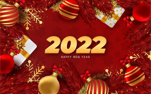 Holiday New Year 2022 Happy New Year Christmas Ornaments HD Wallpaper | Background Image