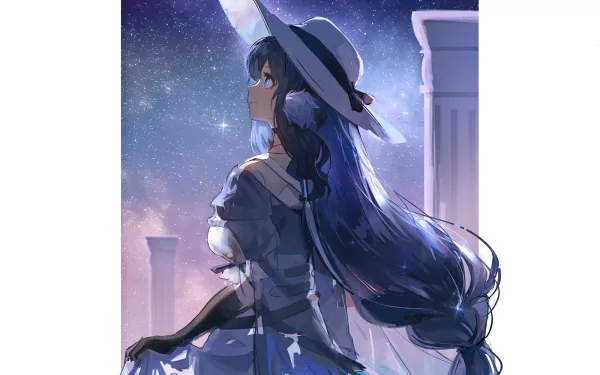 hat blue hair Astesia (Arknights) video game Arknights HD Desktop Wallpaper | Background Image