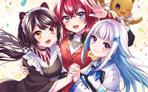 Nijisanji Lize Helesta Inui Toko Eevee (Pokémon) Ange Katrina Pokemon Anime crossover HD Desktop Wallpaper | Background Image