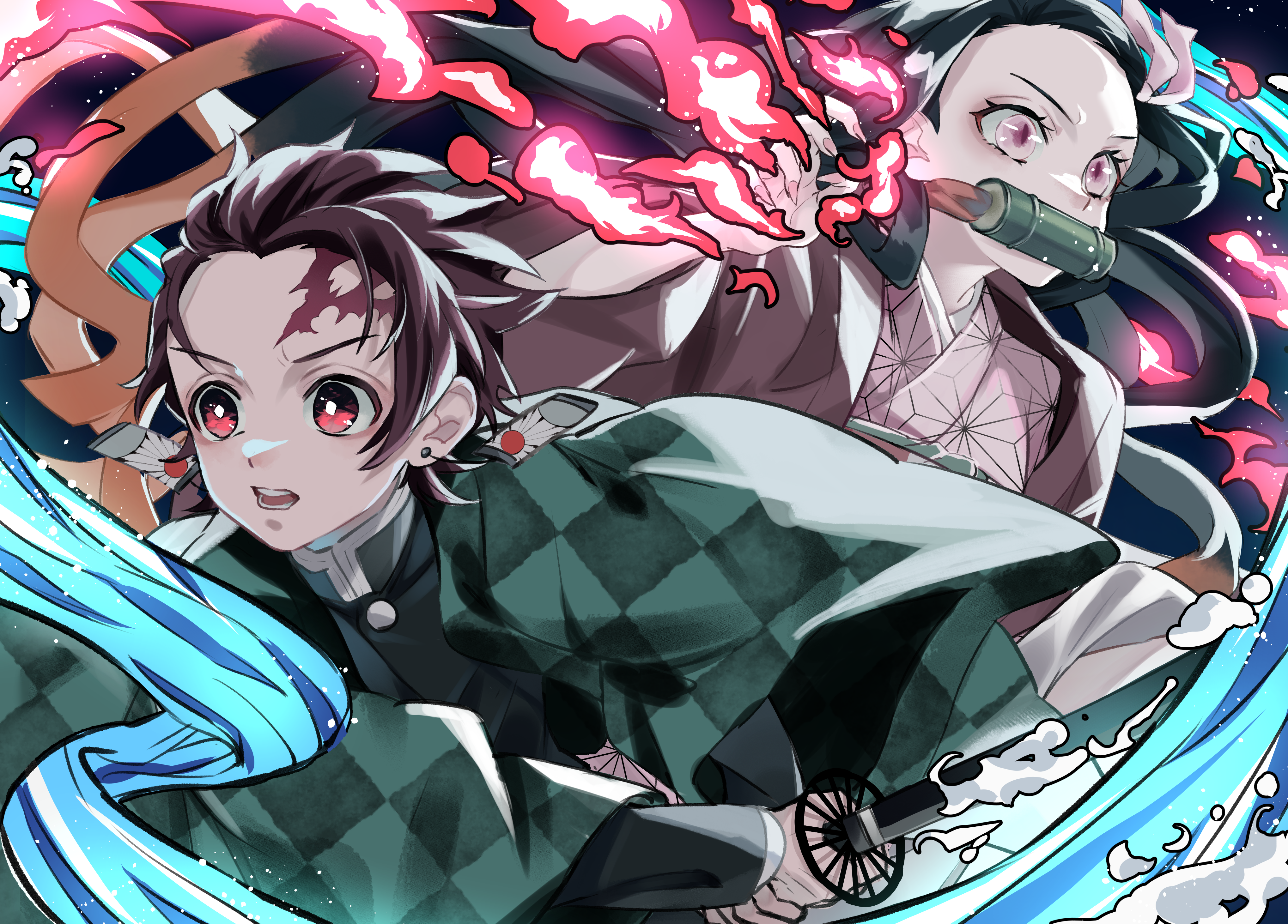 Nezuko fan-art, anime, demon slayer, kimetsu no yaiba, tanjiro, HD