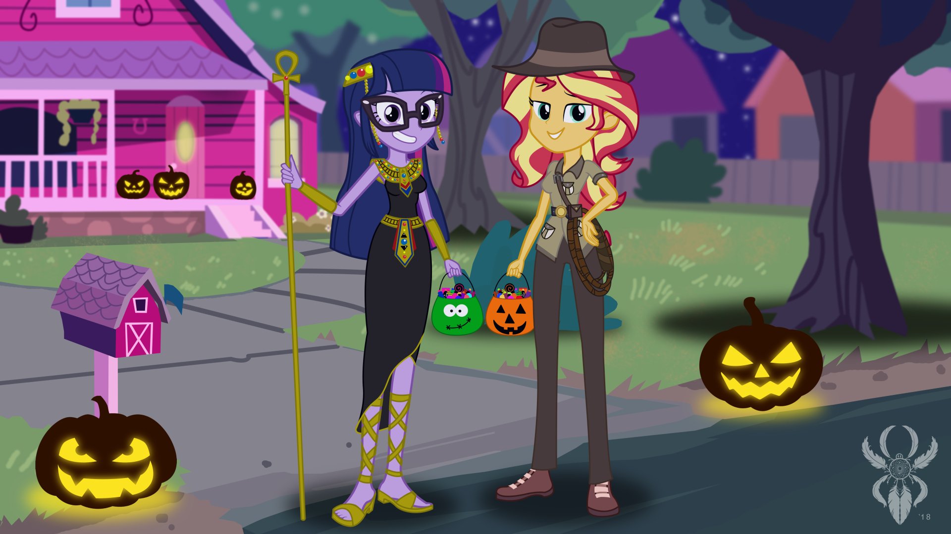 Download Halloween Sunset Shimmer Sci-Twi (My Little Pony) TV Show My Little Pony: Equestria Girls 4k Ultra HD Wallpaper by legendary-spider