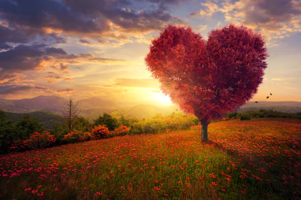 heart-shaped artistic tree HD Desktop Wallpaper | Background Image