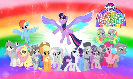 Rainbow Dash Pinkie Pie Fluttershy (My Little Pony) Applejack (My Little Pony) Rarity (My Little Pony) Twilight Sparkle movie My Little Pony: Rainbow Roadtrip HD Desktop Wallpaper | Background Image