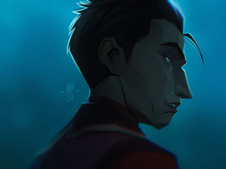 HD desktop wallpaper featuring Silco from the Arcane TV show, part of the League of Legends universe, set against a moody, dark blue background.