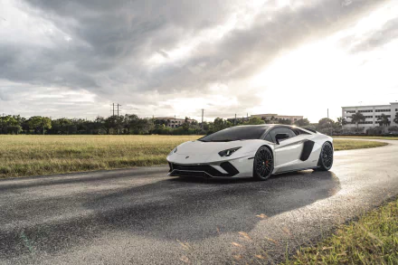 white car supercar vehicle Lamborghini Aventador S HD Desktop Wallpaper | Background Image