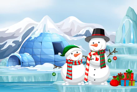 igloo artistic snowman HD Desktop Wallpaper | Background Image