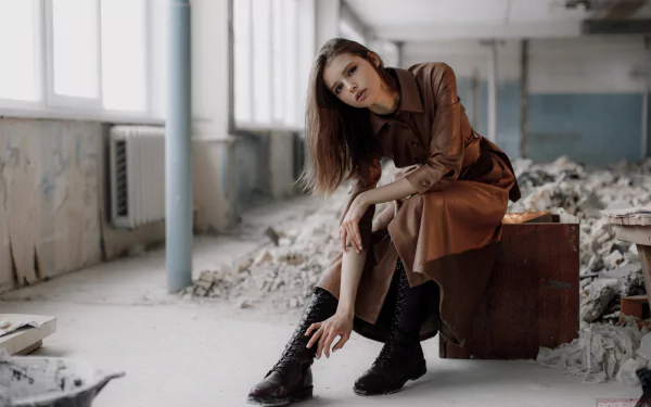 coat brunette woman model HD Desktop Wallpaper | Background Image