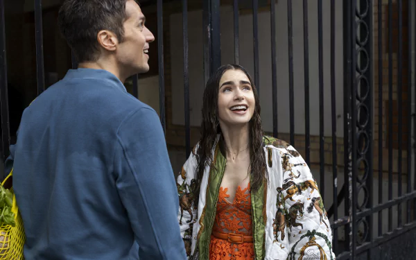 Lily Collins TV Show Emily in Paris HD Desktop Wallpaper | Background Image