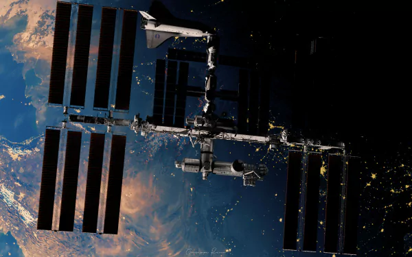 space shuttle space station man made International Space Station HD Desktop Wallpaper | Background Image