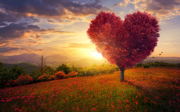 heart-shaped artistic tree HD Desktop Wallpaper | Background Image