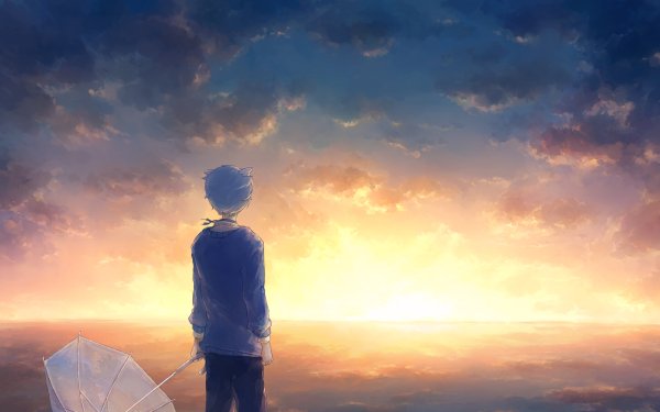 Anime Boy Sunset HD Wallpaper | Background Image