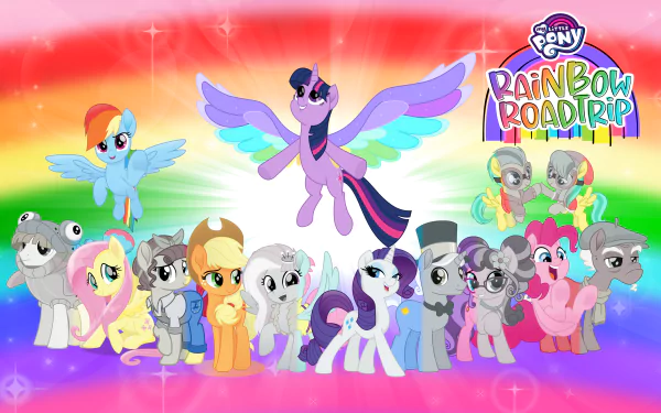 Rainbow Dash Pinkie Pie Fluttershy (My Little Pony) Applejack (My Little Pony) Rarity (My Little Pony) Twilight Sparkle movie My Little Pony: Rainbow Roadtrip HD Desktop Wallpaper | Background Image