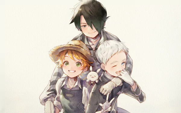 Emma (The Promised Neverland) Norman (The Promised Neverland) Ray (The Promised Neverland) Anime The Promised Neverland HD Desktop Wallpaper | Background Image