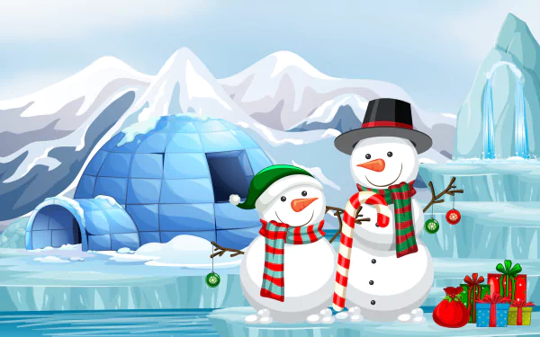 igloo artistic snowman HD Desktop Wallpaper | Background Image
