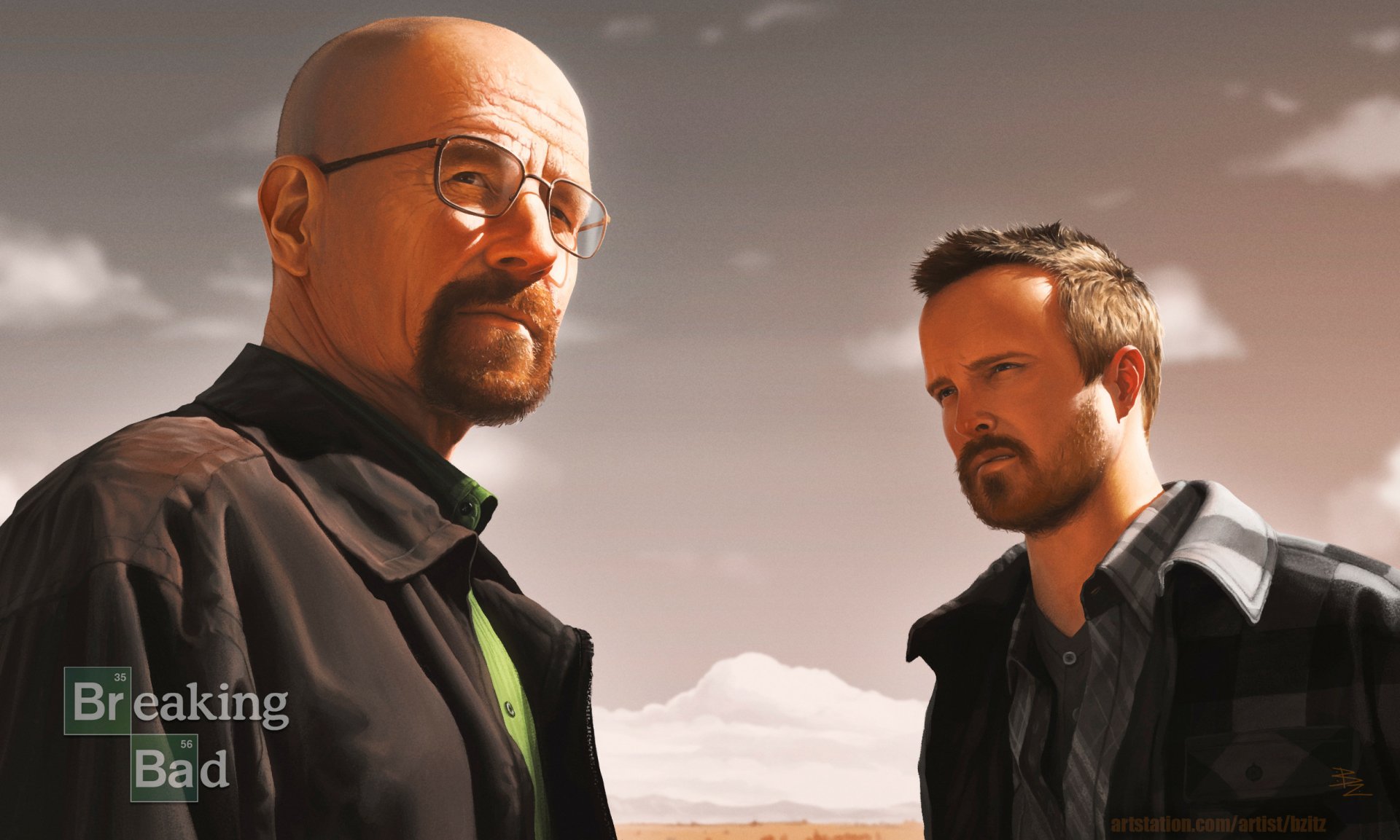 Download Aaron Paul Bryan Cranston Jesse Pinkman Walter White TV Show Breaking Bad HD Wallpaper by Roman Tishenin