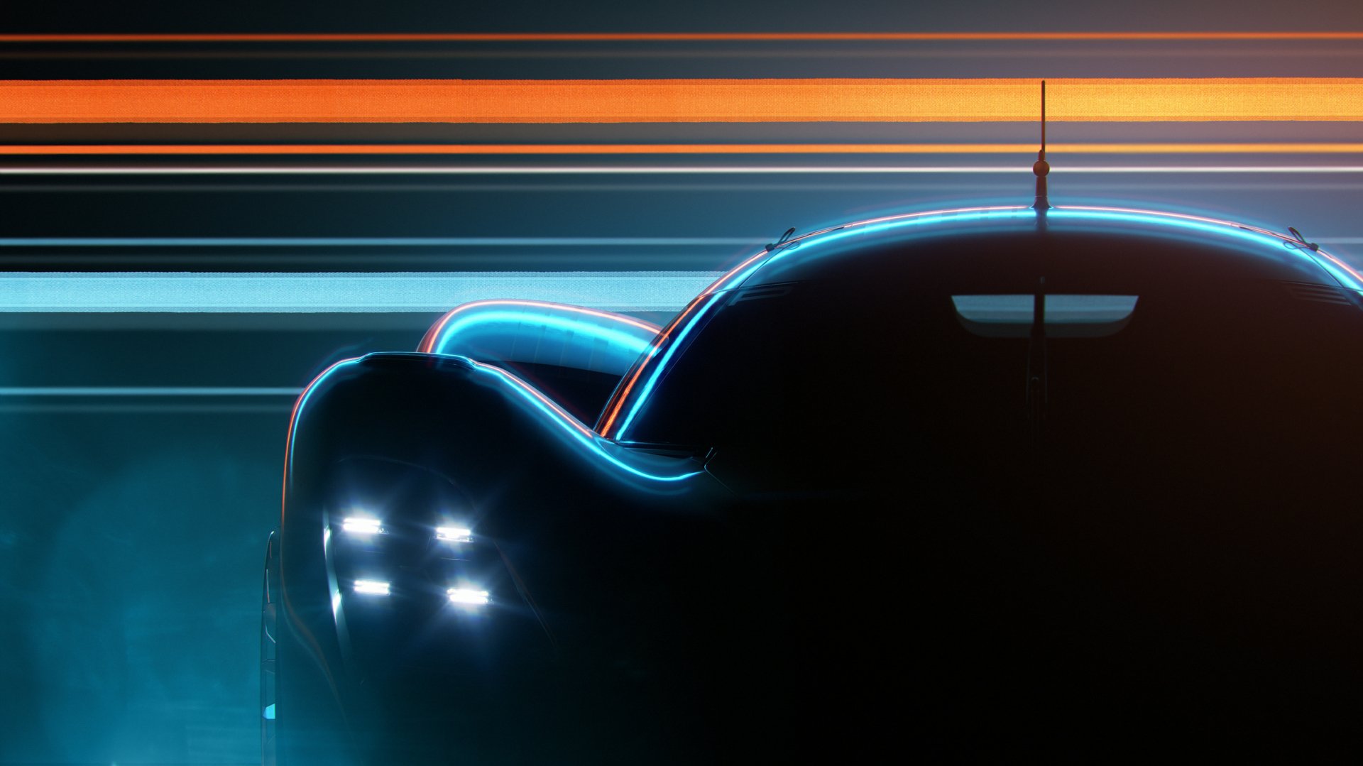 A sleek Porsche Vision 908 showcases its futuristic design with glowing edges and dynamic lighting, creating an eye-catching HD desktop wallpaper and background.