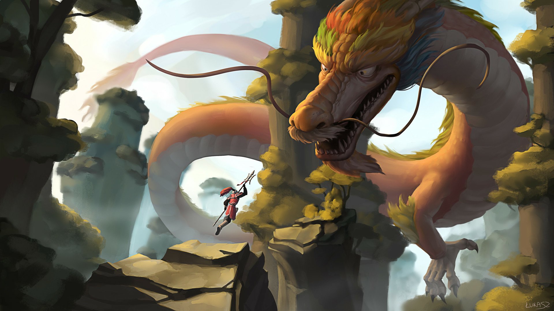 Download Chinese Dragon Fantasy Dragon HD Wallpaper by Łukasz Starczewski