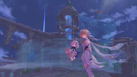 Paimon (Genshin Impact) Lumine (Genshin Impact) video game Genshin Impact HD Desktop Wallpaper | Background Image