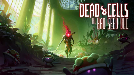 HD desktop wallpaper featuring Dead Cells: The Bad Seed DLC with a mystical forest setting and the protagonist in action.