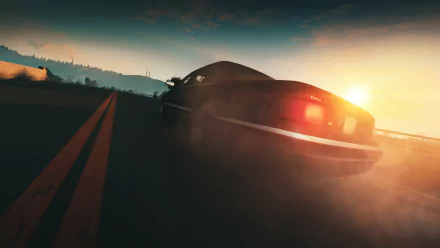 BeamNG.drive game wallpaper featuring a dynamic HD scene of a car drifting on a road at sunset, creating a stunning desktop background.