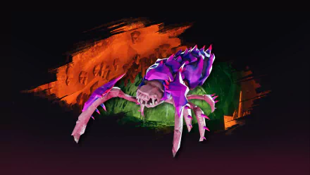 HD Deep Rock Galactic desktop wallpaper featuring a stylized alien creature on a dynamic brushstroke background.