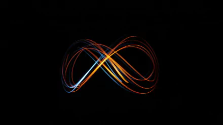 Abstract light trails form an infinity loop against a black background in this 4K Ultra HD PC desktop wallpaper.