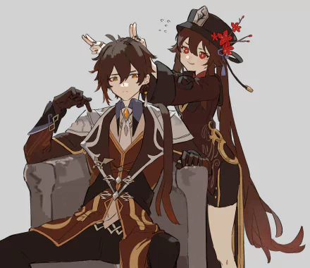 Zhongli (Genshin Impact) Hu Tao video game Genshin Impact HD Desktop Wallpaper | Background Image