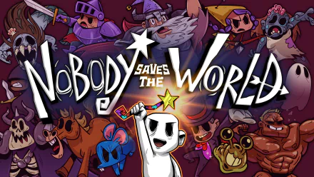 HD wallpaper of 'Nobody Saves the World' featuring colorful game characters for desktop background.