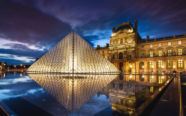 reflection museum Paris man made The Louvre HD Desktop Wallpaper | Background Image