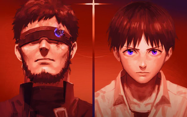 Shinji Ikari Gendo Ikari Anime Neon Genesis Evangelion HD Desktop Wallpaper | Background Image