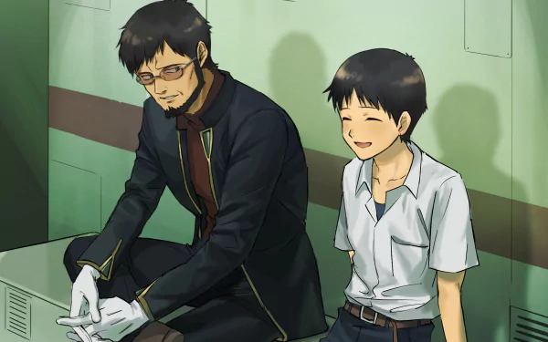 Shinji Ikari Gendo Ikari Anime Neon Genesis Evangelion HD Desktop Wallpaper | Background Image