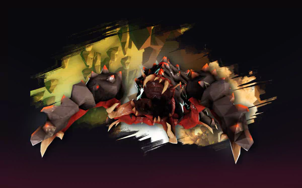 HD desktop wallpaper featuring dynamic artwork from the video game Deep Rock Galactic with abstract elements.