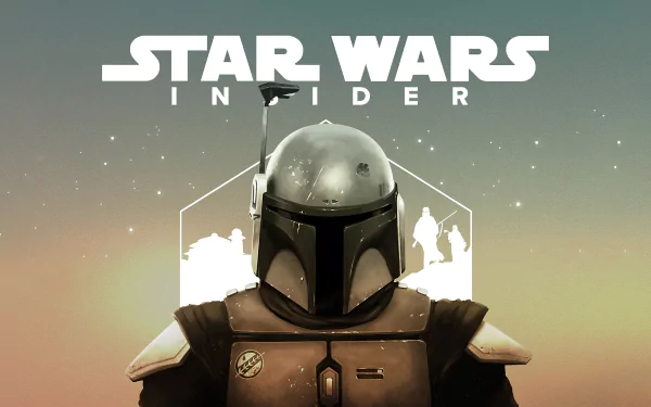 Boba Fett from Star Wars TV show The Book of Boba Fett featured in a 4K Ultra HD PC desktop wallpaper with a desert-hued background and Star Wars Insider logo.