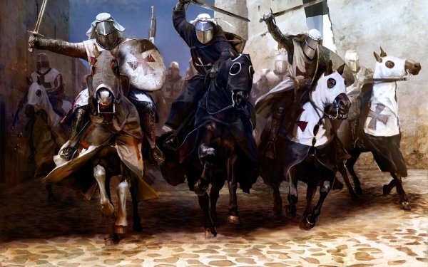 Fantasy Temple Horse Knight Sword Crusade HD Wallpaper | Background Image