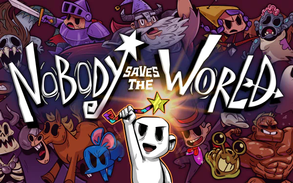 HD wallpaper of 'Nobody Saves the World' featuring colorful game characters for desktop background.