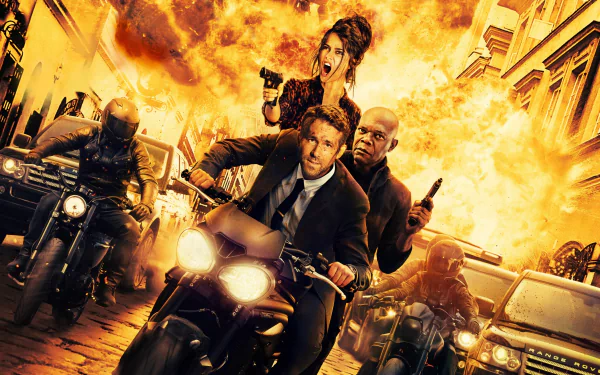 Salma Hayek Samuel L. Jackson Ryan Reynolds movie The Hitman's Wife's Bodyguard HD Desktop Wallpaper | Background Image