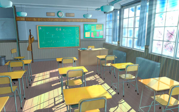 Anime classroom HD Desktop Wallpaper | Background Image