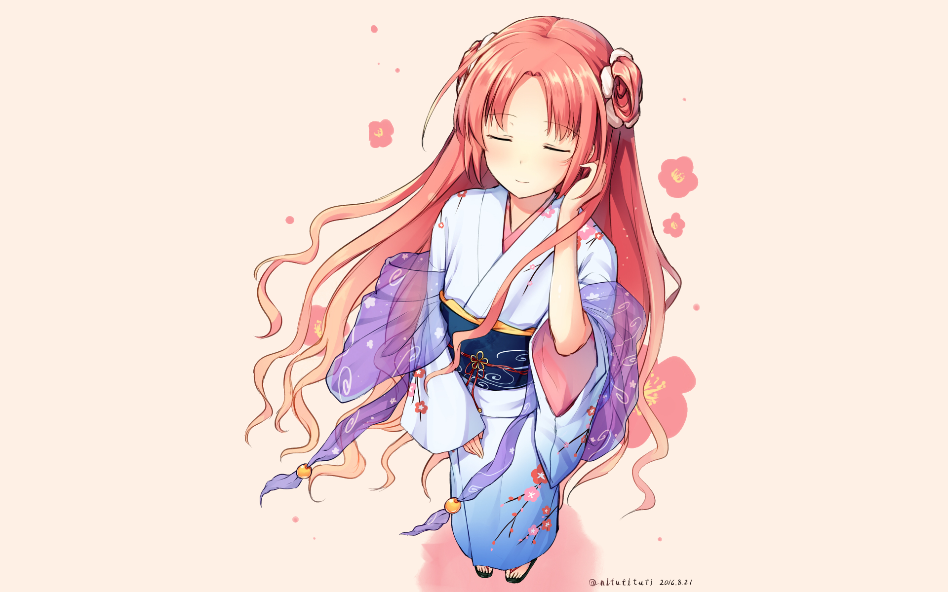 Download Kimono Video Game Flower Knight Girl HD Wallpaper by つちくれ