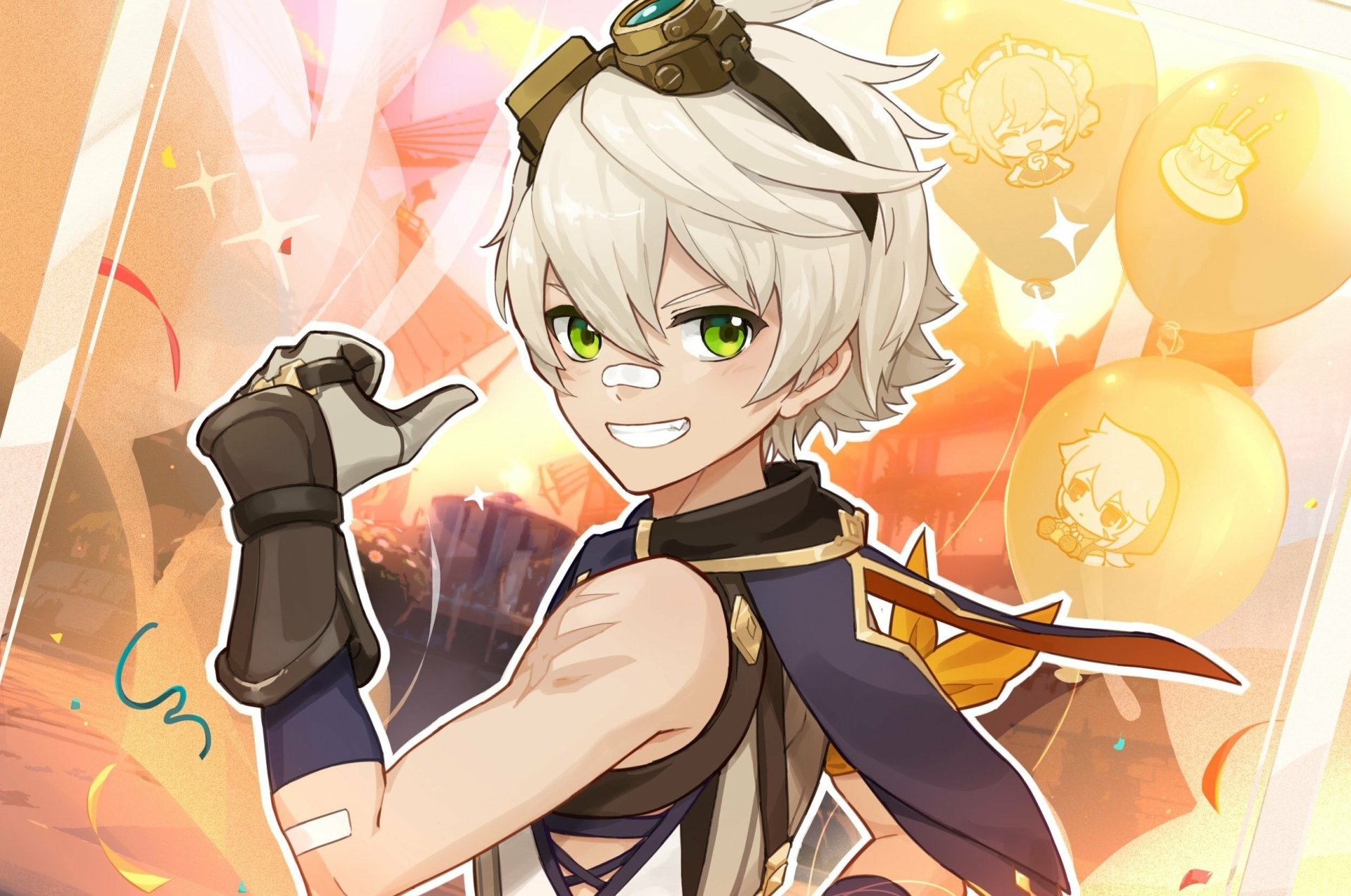 Download Smile Green Eyes Goggles Bennett (Genshin Impact) Video Game Genshin Impact HD Wallpaper